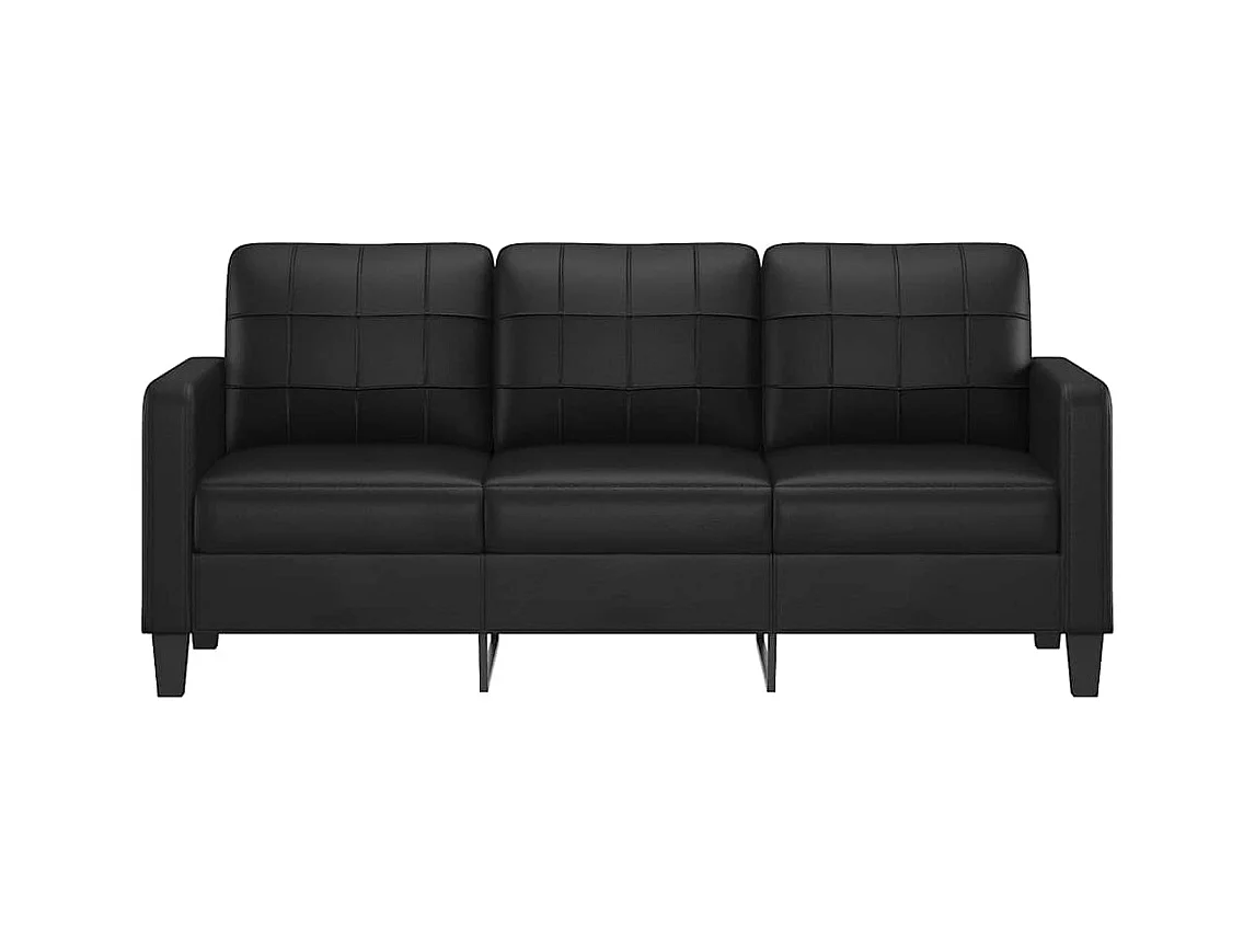 Divano 3 posti Nero 180 cm Similpelle