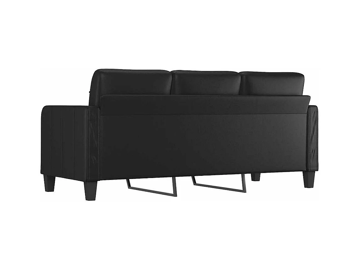 Divano 3 posti Nero 180 cm Similpelle