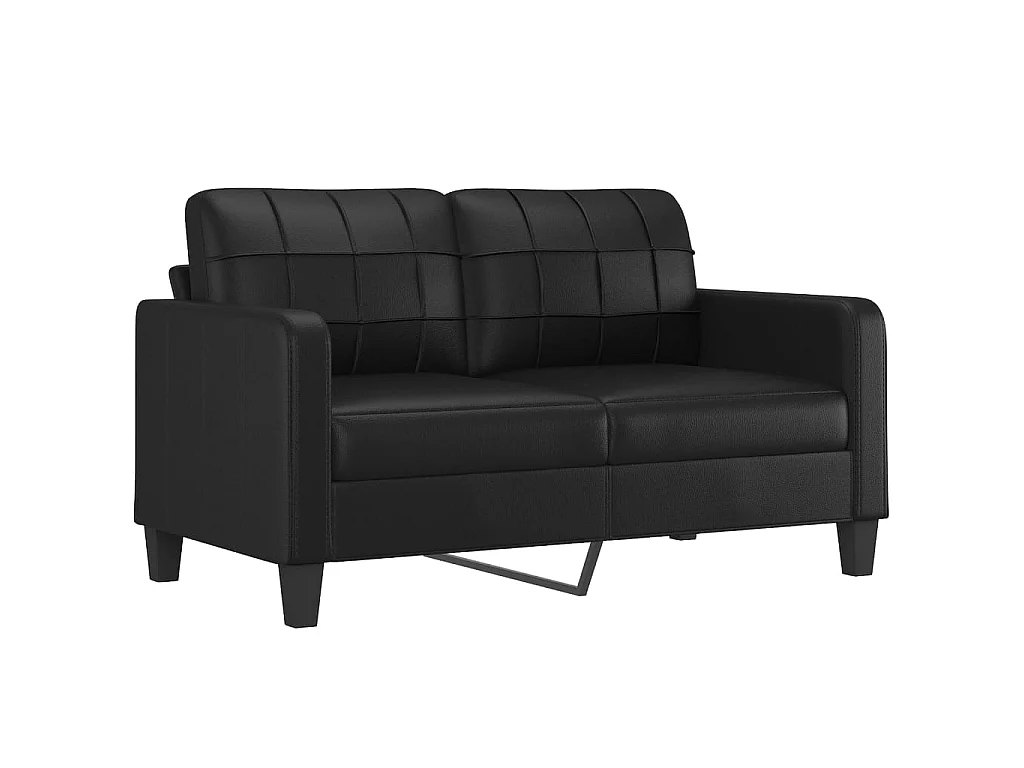 Set di divani 2 pezzi con cuscini in similpelle nera