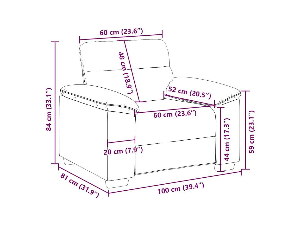 Lichtgrijze stoffen fauteuil 60 cm