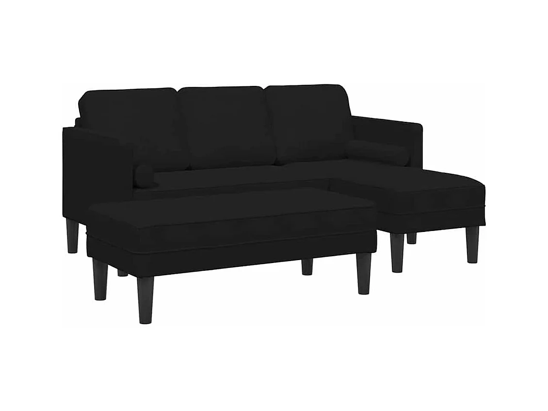 Set di divani 2 pezzi in nero, 173 x 131 x 67 cm, velluto