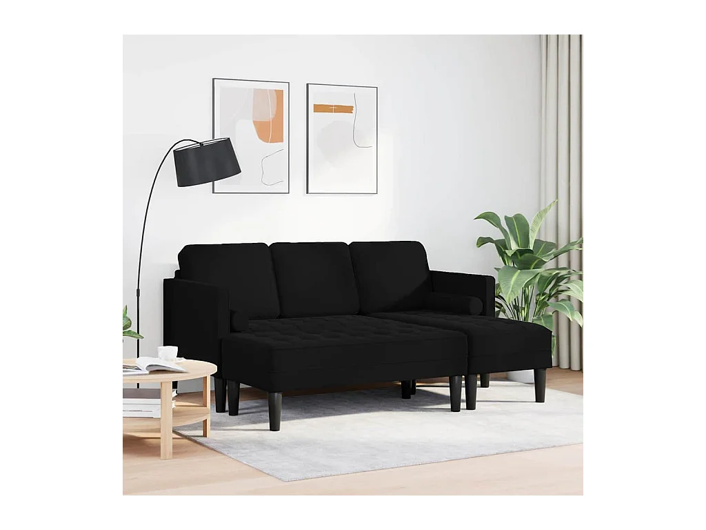 Set di divani 2 pezzi in nero, 173 x 131 x 67 cm, velluto