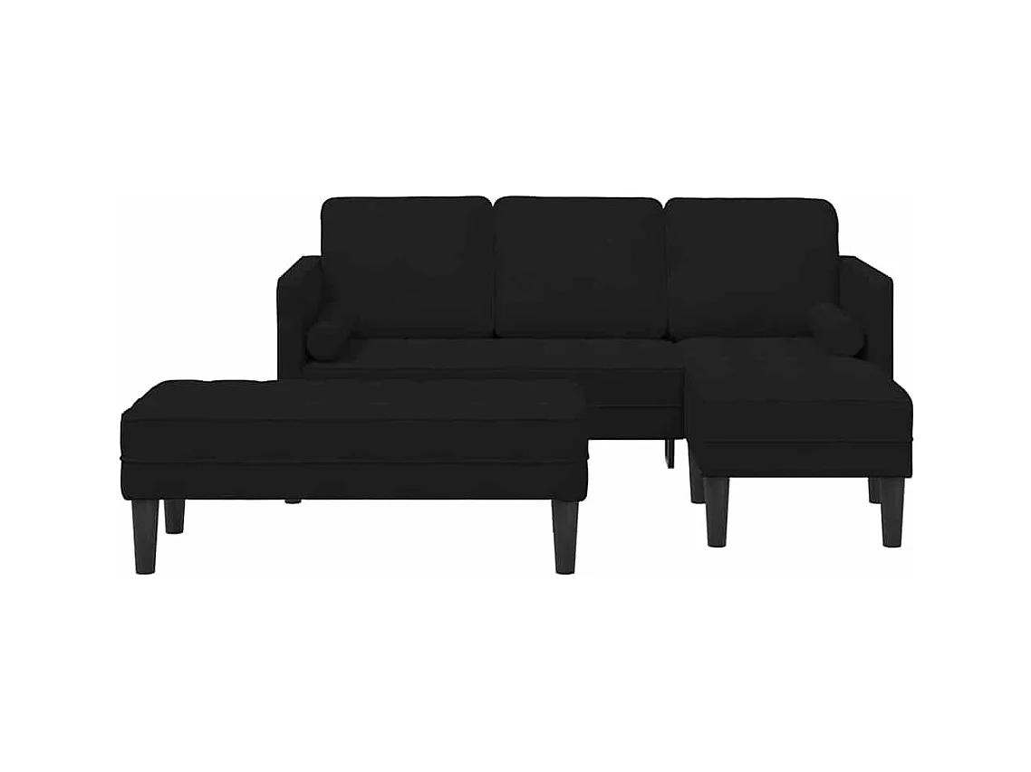 Set di divani 2 pezzi in nero, 173 x 131 x 67 cm, velluto