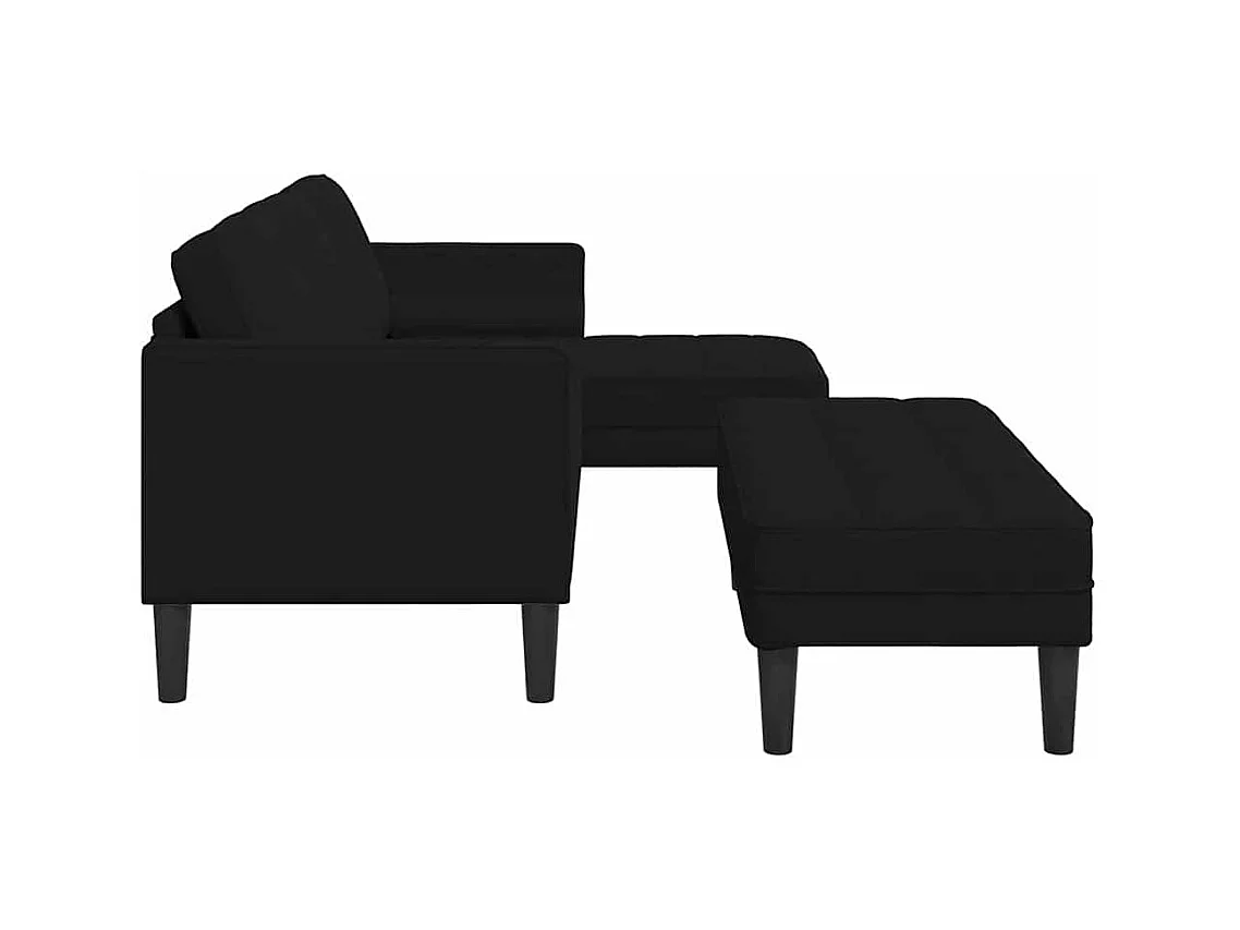 Set di divani 2 pezzi in nero, 173 x 131 x 67 cm, velluto