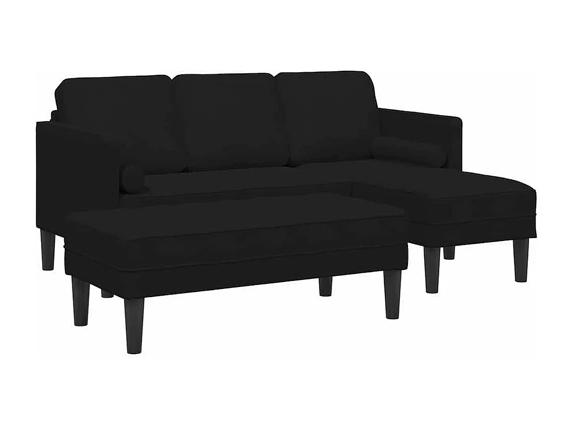 2-delige bankstel in zwart, 173 x 131 x 67 cm, fluweel