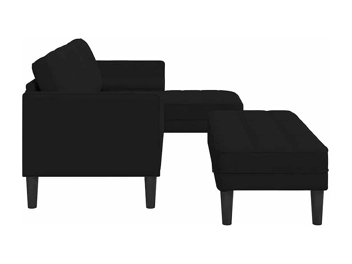 2-delige bankstel in zwart, 173 x 131 x 67 cm, fluweel