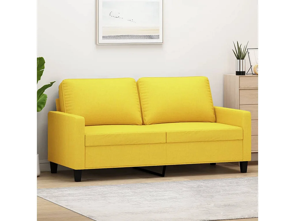 Sofá 2 plazas Amarillo claro 140 cm Tela