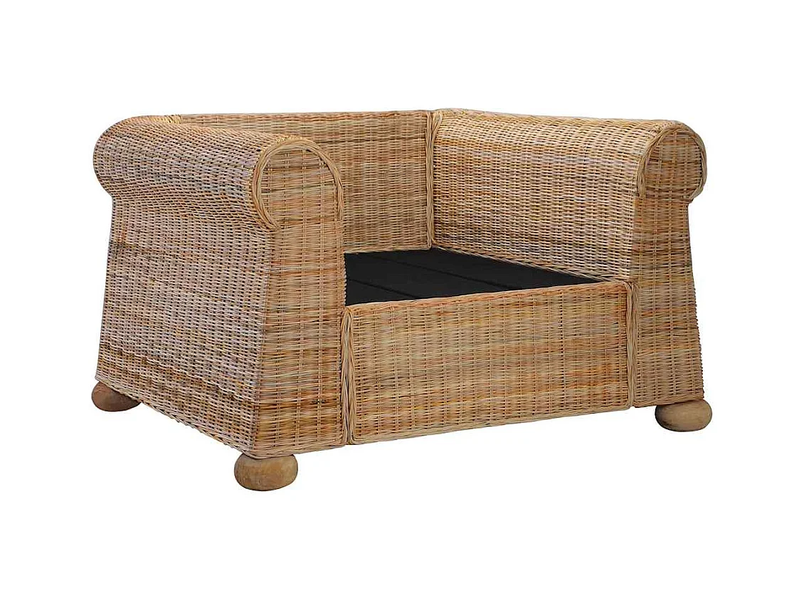 2-teiliges Sofaset aus natürlichem Rattan mit Kissen