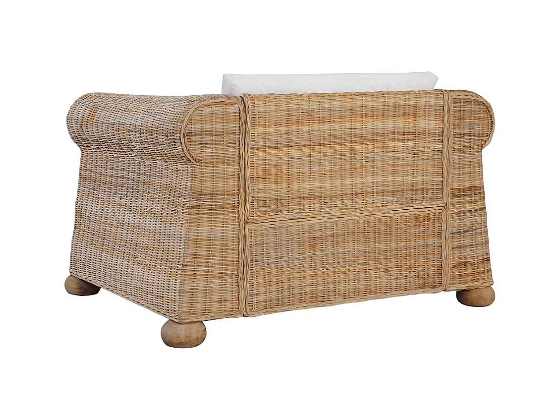 2-teiliges Sofaset aus natürlichem Rattan mit Kissen