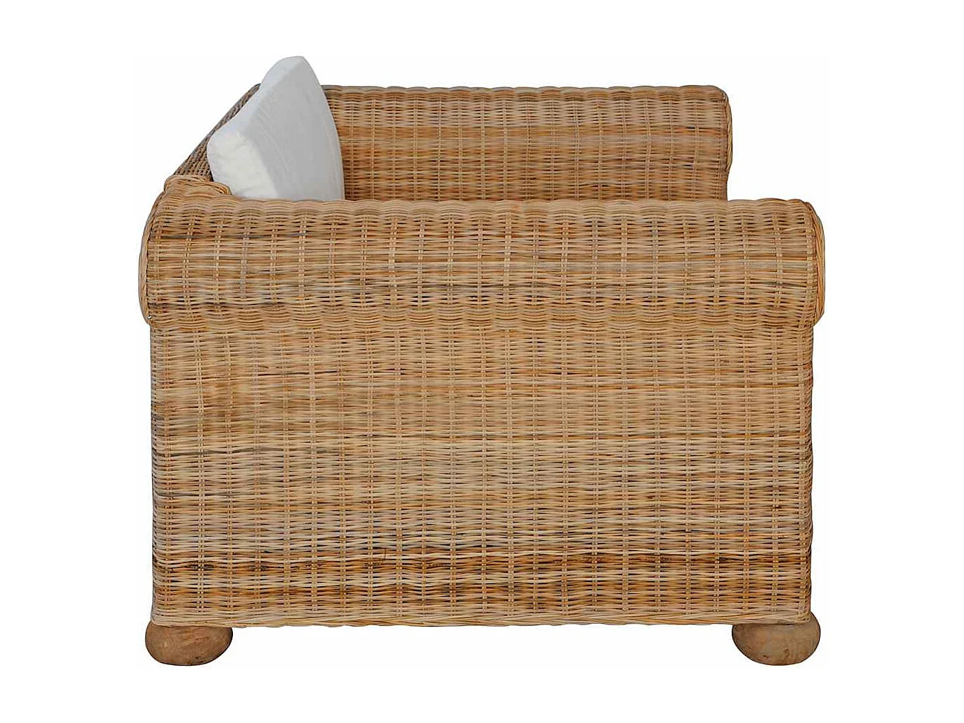 Conjunto de sofá de ratán natural de 2 piezas con cojines