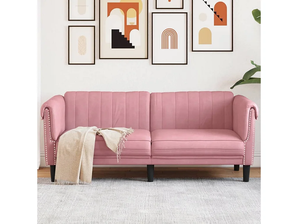 Canapé à 2 places rose velours