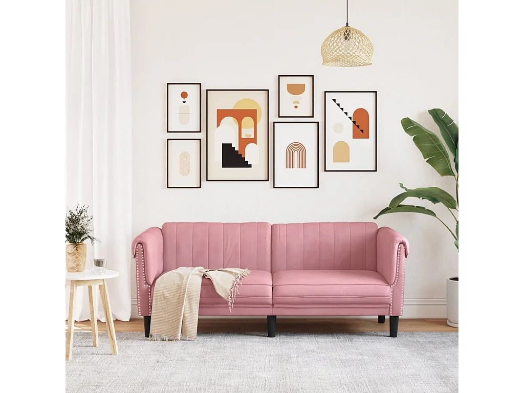 Canapé à 2 places rose velours