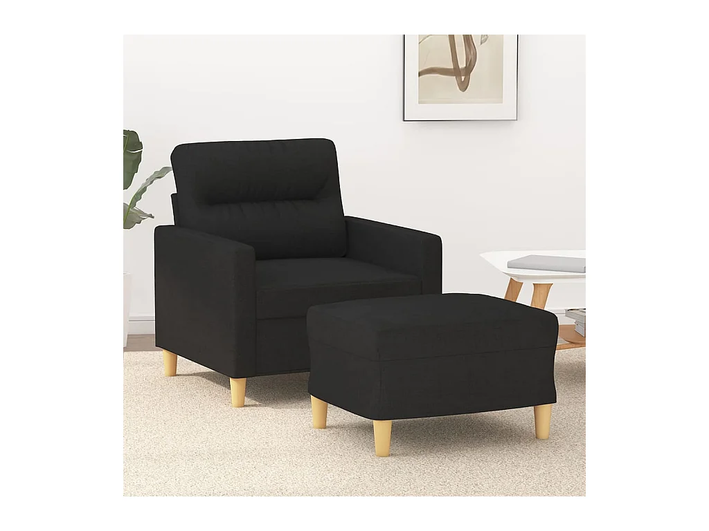 Sillón con reposapiés Tela Negro 60 cm
