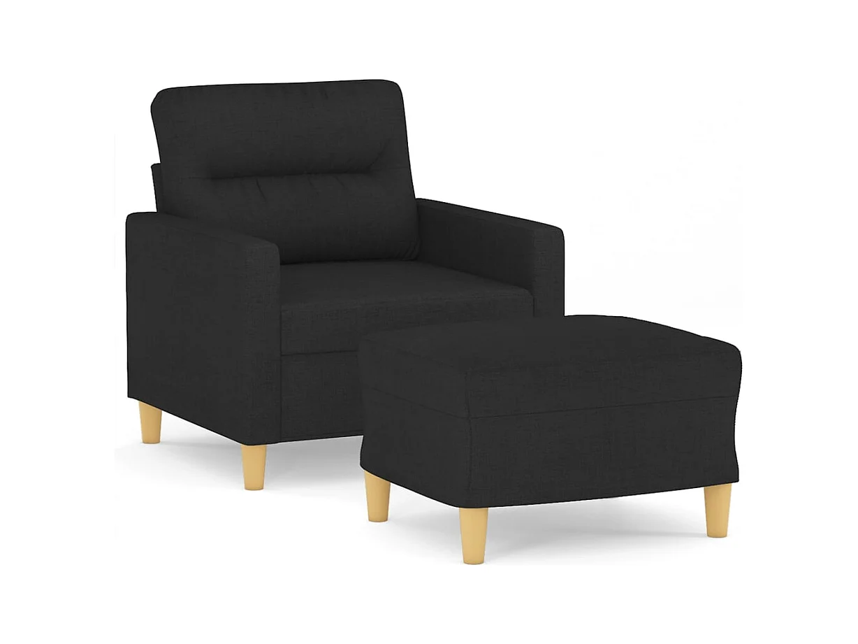 Sillón con reposapiés Tela Negro 60 cm
