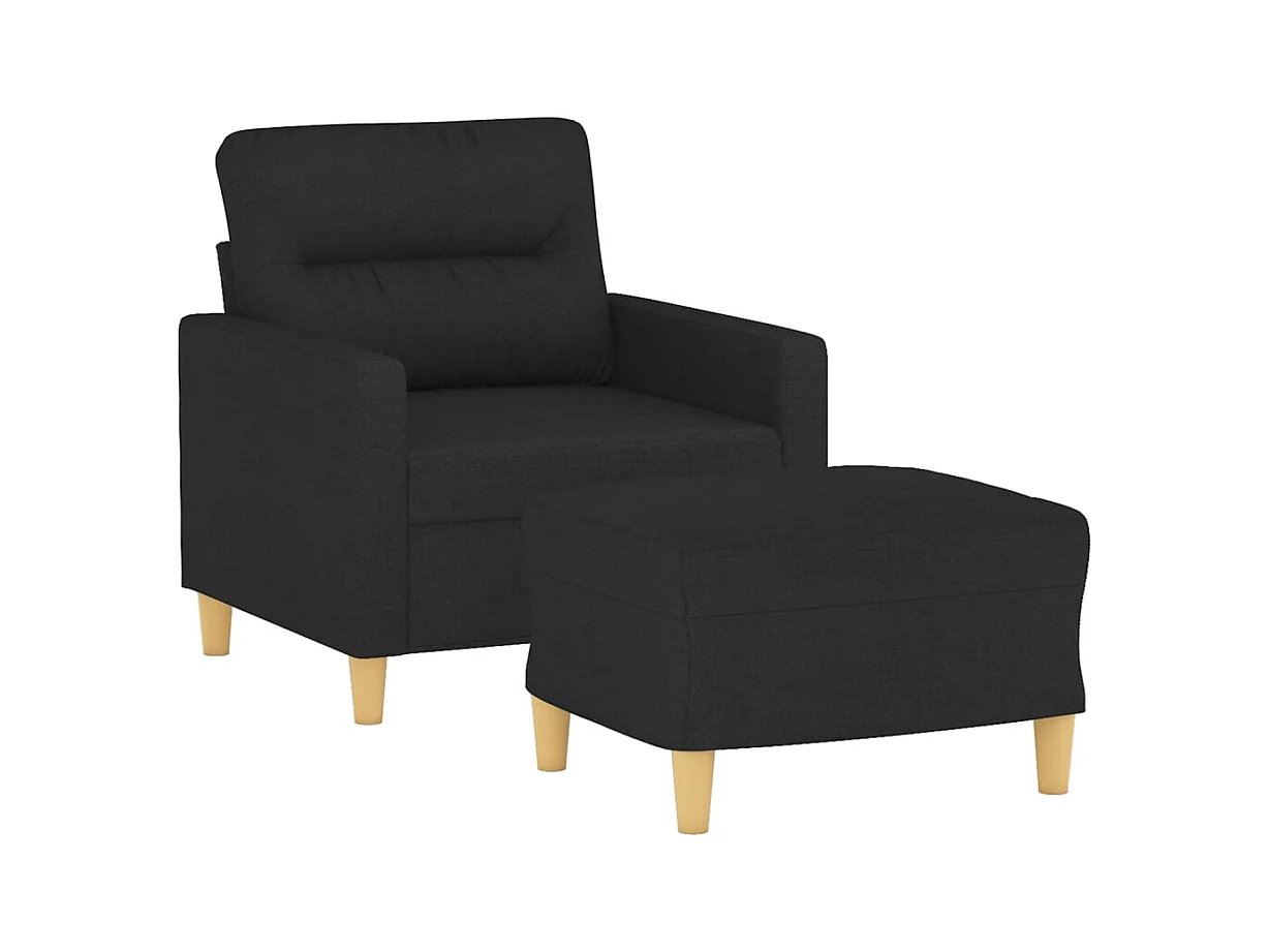 Sillón con reposapiés Tela Negro 60 cm