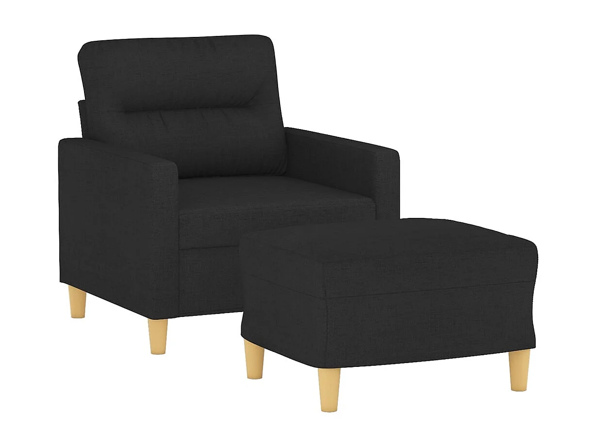 Sillón con reposapiés Tela Negro 60 cm
