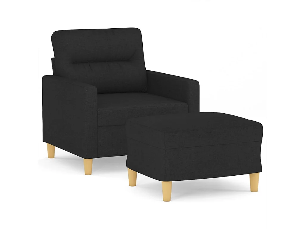Fauteuil avec repose-pied Noir 60 cm Tissu