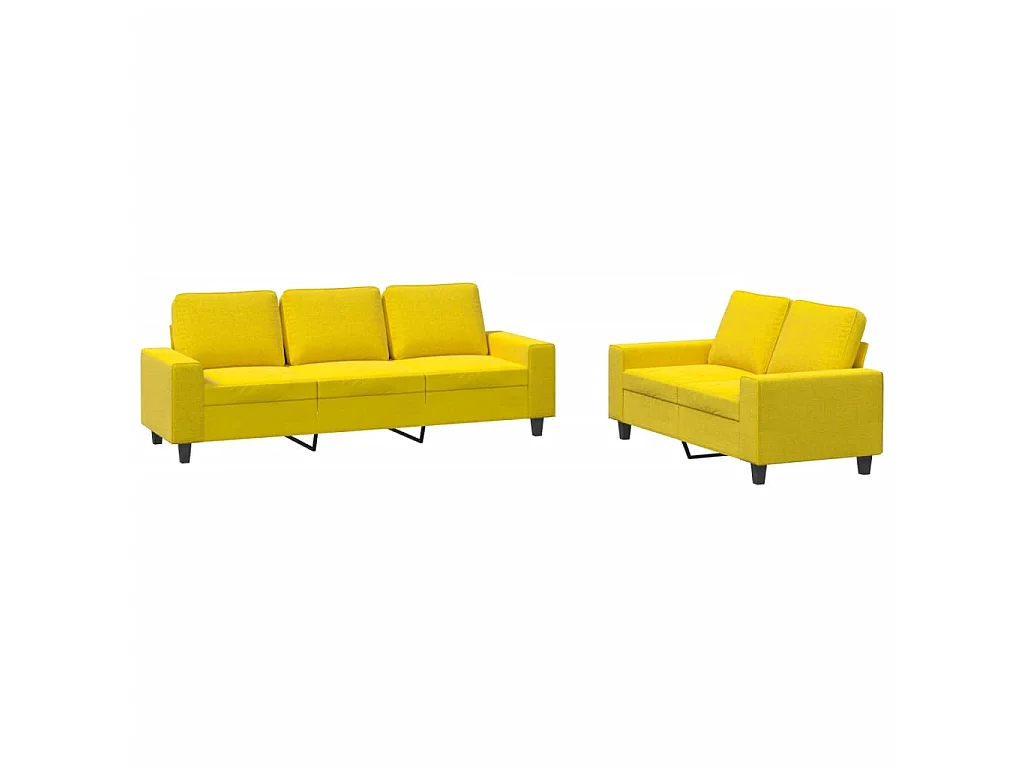 Ensemble de canapés 2 pcs jaune clair tissu