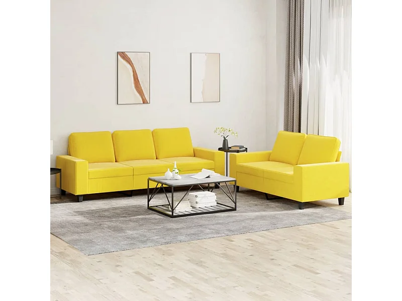 Ensemble de canapés 2 pcs jaune clair tissu