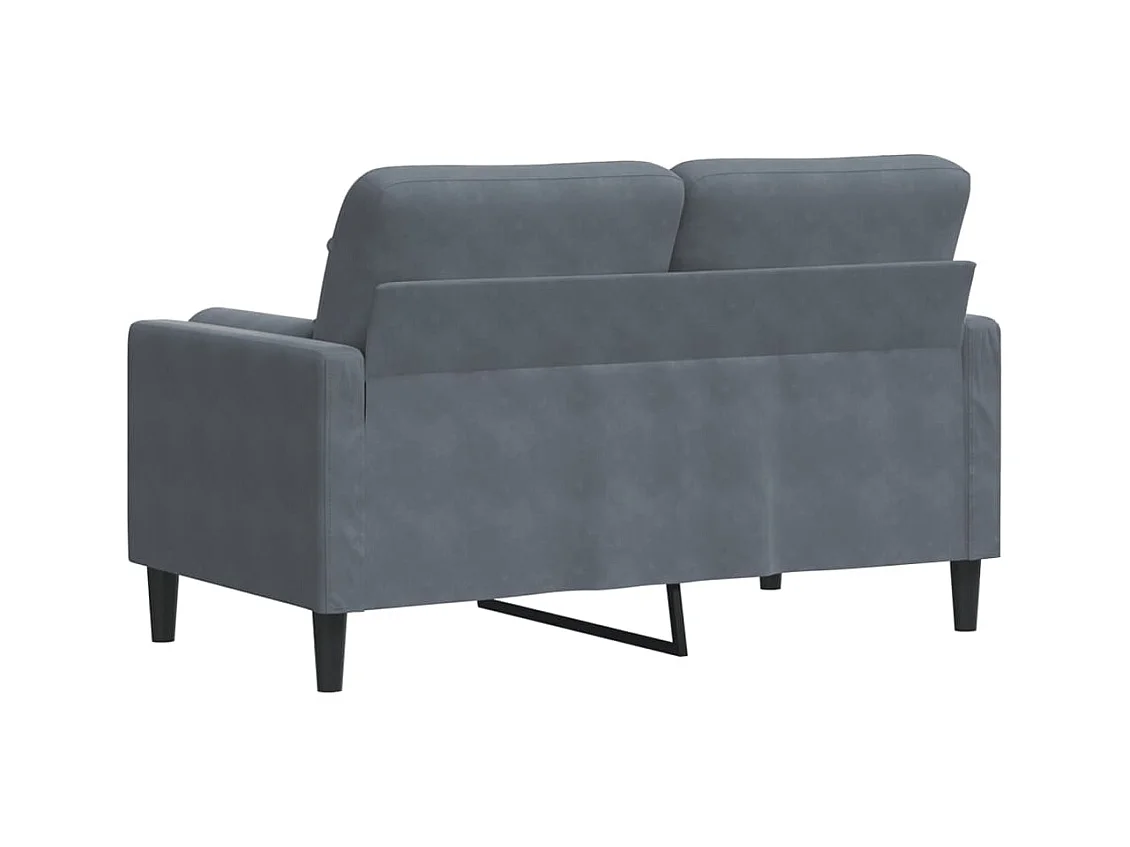 Sofá de 2 plazas con cojines gris oscuro de terciopelo de 120 cm