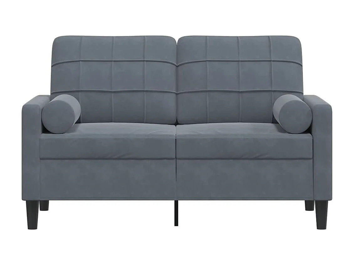 Sofá de 2 plazas con cojines gris oscuro de terciopelo de 120 cm