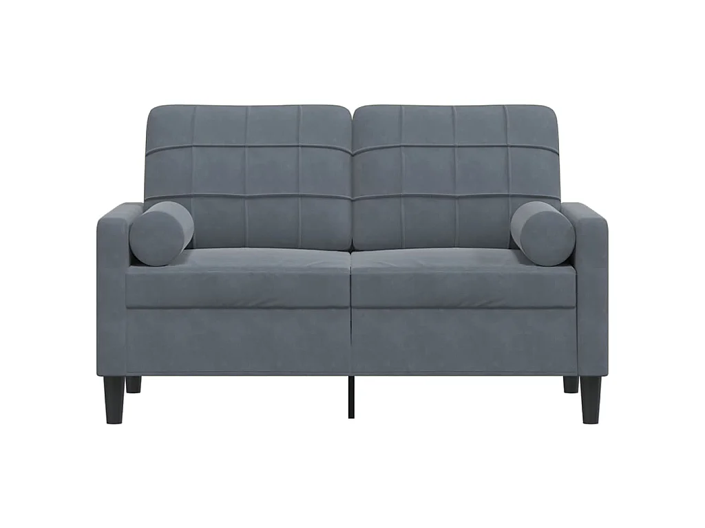 2-Sitzer-Sofa mit dunkelgrauen Kissen 120 cm Samt