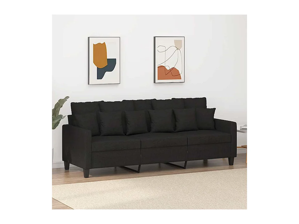 Divano 3 posti Nero 180 cm Tessuto