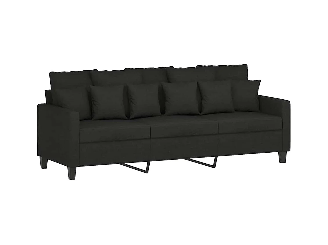 Divano 3 posti Nero 180 cm Tessuto