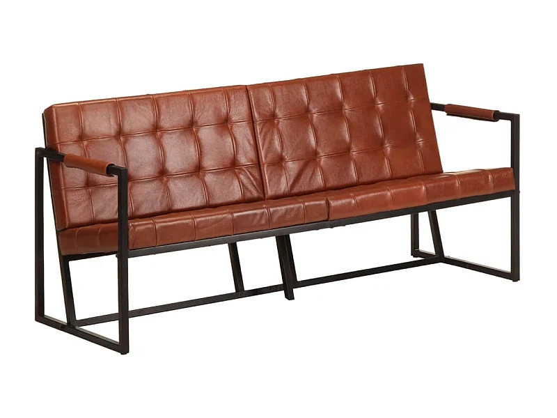 3-zitsbank Bruin Echt geitenleer