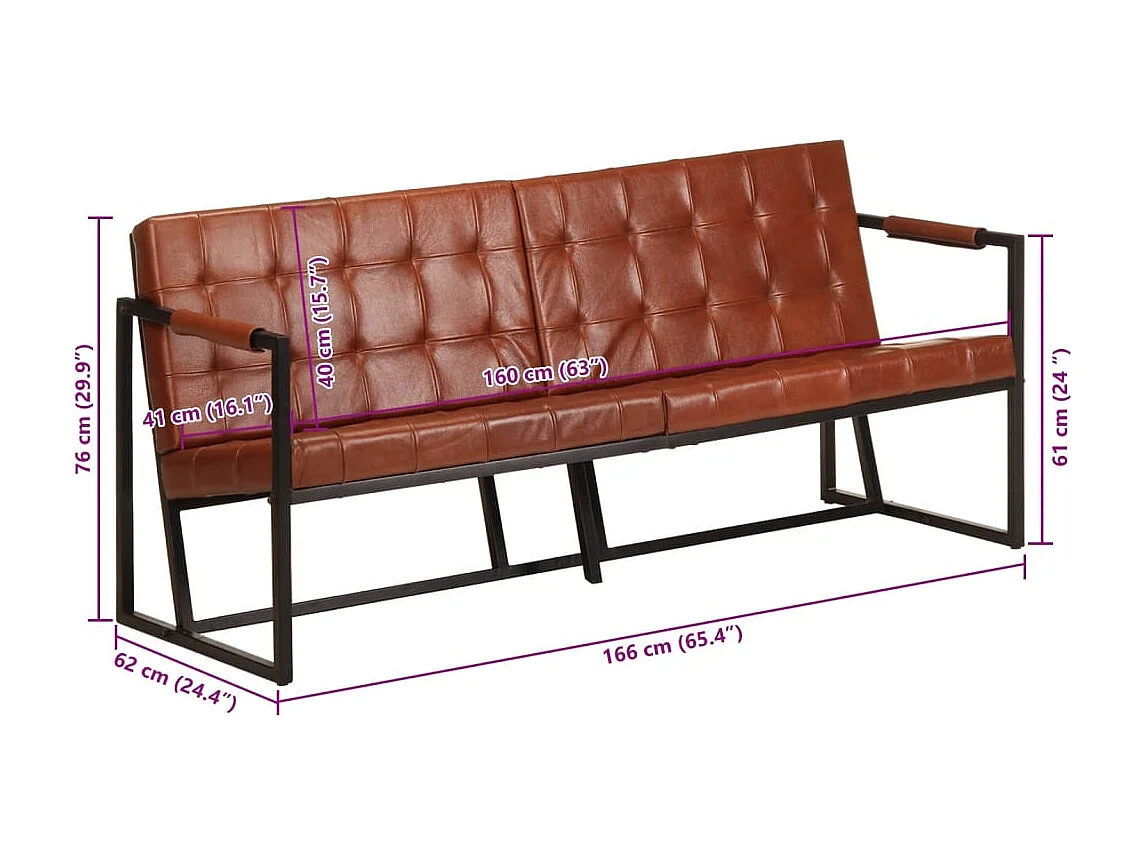 3-Sitzer-Sofa Braun Echtes Ziegenleder