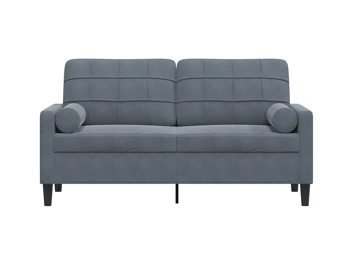 2-Sitzer-Sofa mit dunkelgrauen Kissen 140 cm Samt