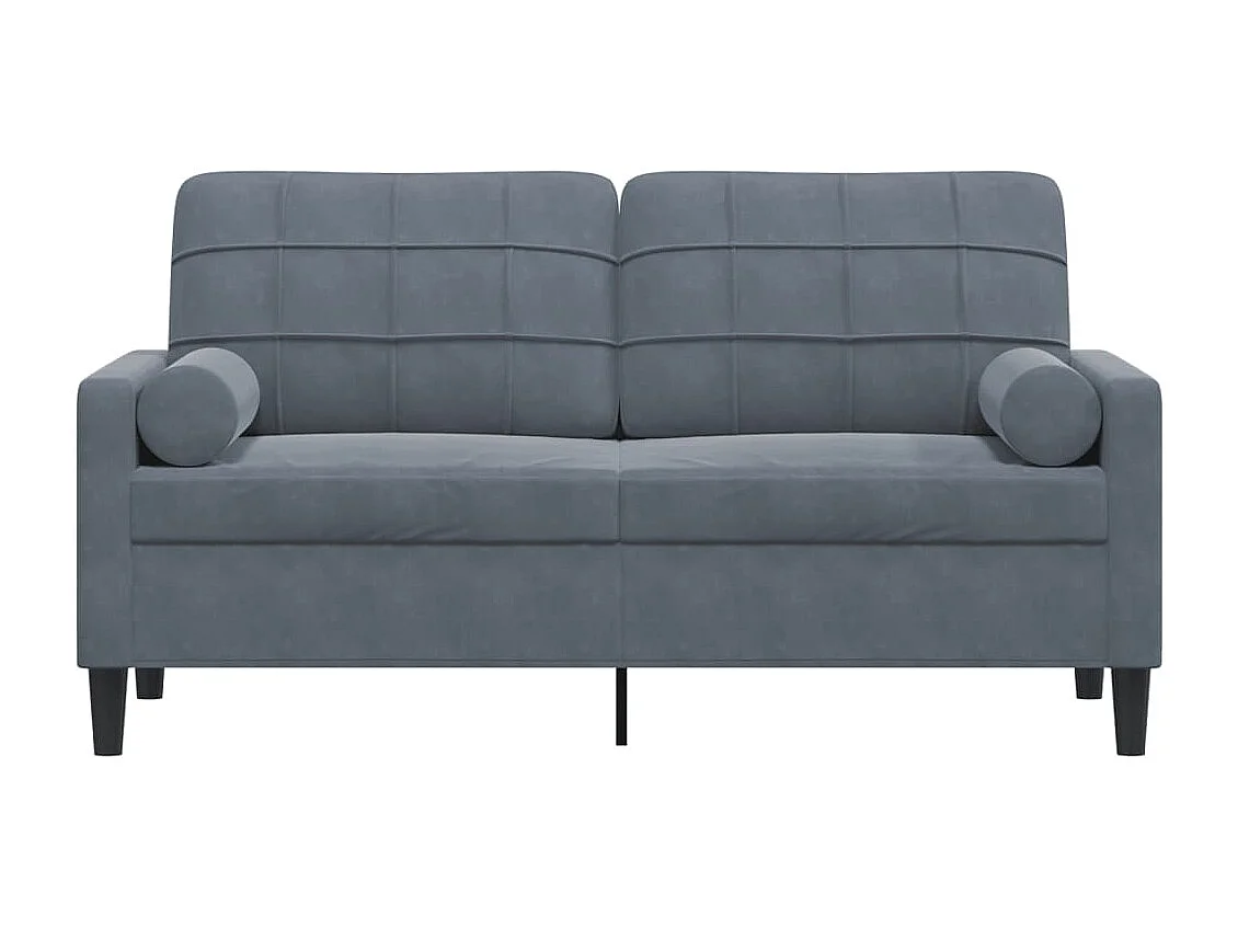 Sofá de 2 plazas con cojines gris oscuro de terciopelo de 140 cm