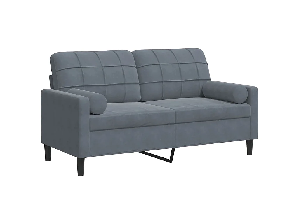 2-Sitzer-Sofa mit dunkelgrauen Kissen 140 cm Samt