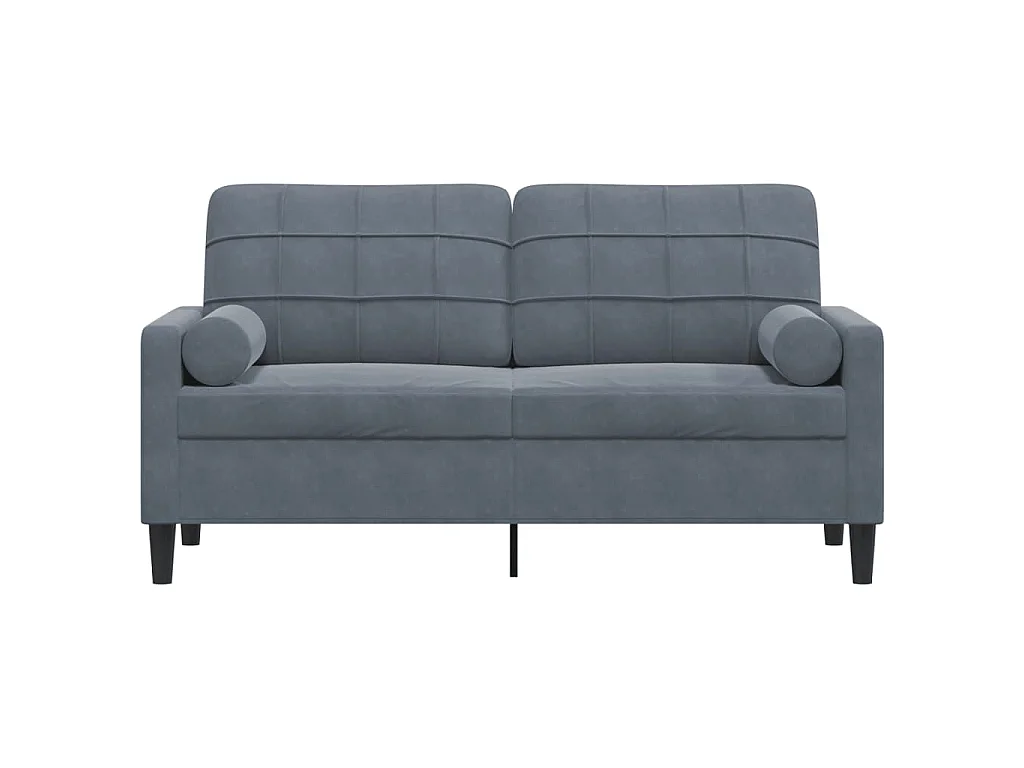 2-Sitzer-Sofa mit dunkelgrauen Kissen 140 cm Samt