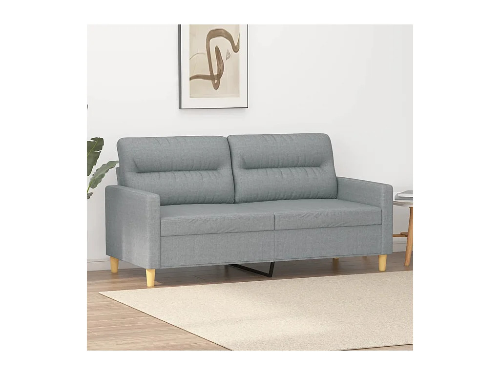Canapé à 2 places Gris clair 140 cm Tissu