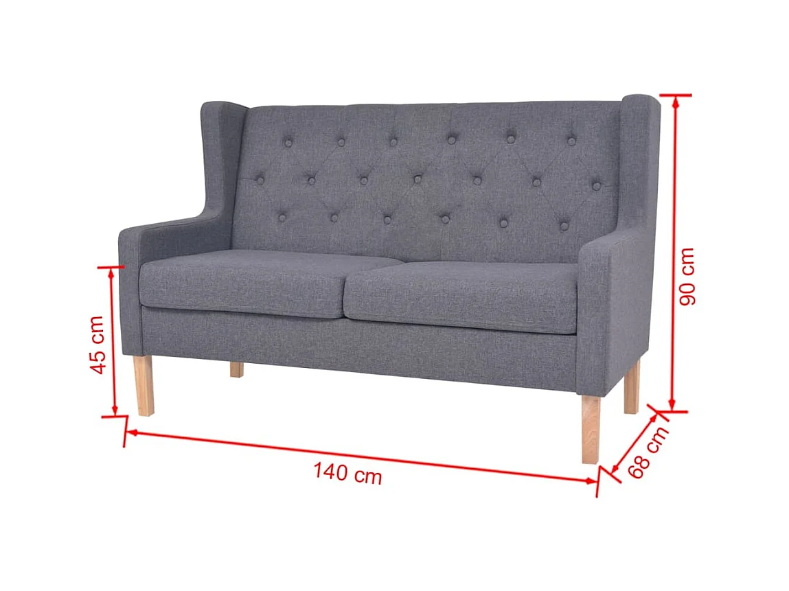 Sofá de 2 plazas en tela gris