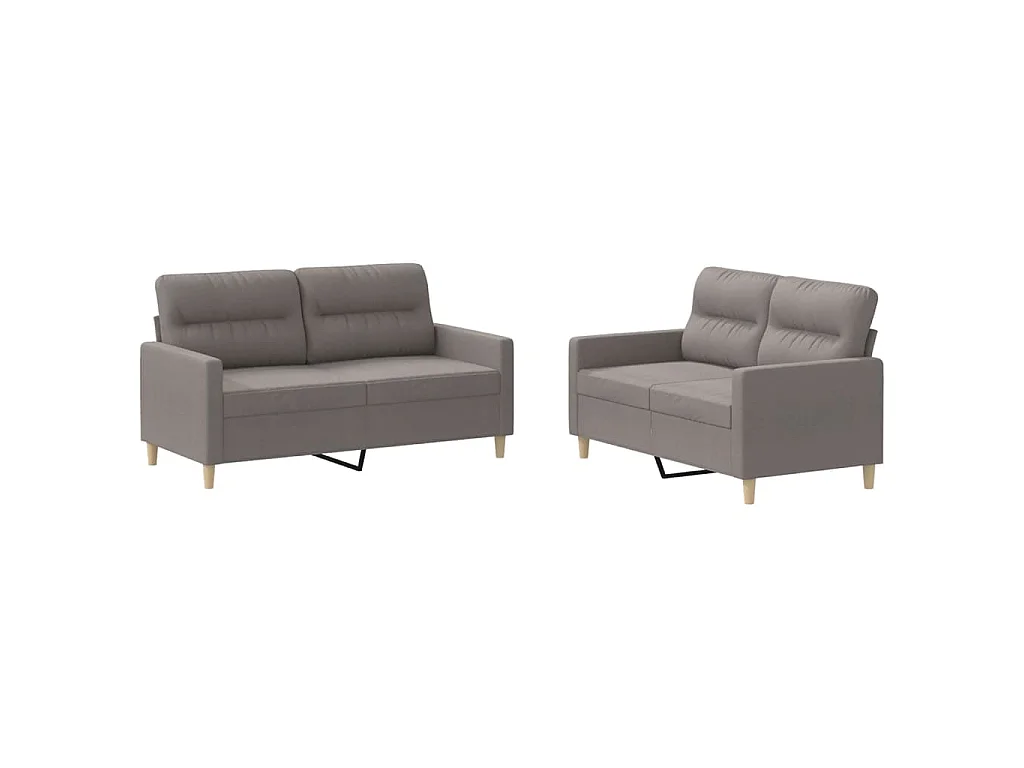 2-teiliges Sofaset mit Kissen, Taupe-Stoff