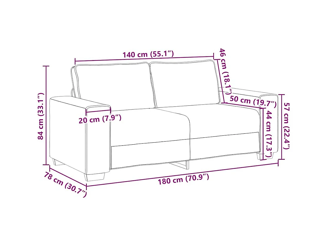 Divano poltrona Cappuccino 180 x 78 x 84 cm Pelle sintetica
