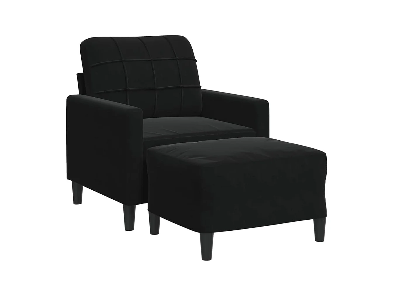 Sillón con reposapiés Terciopelo Negro 60 cm