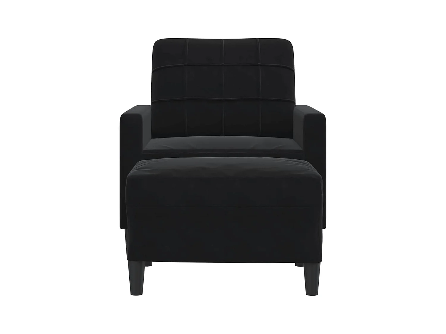 Sillón con reposapiés Terciopelo Negro 60 cm