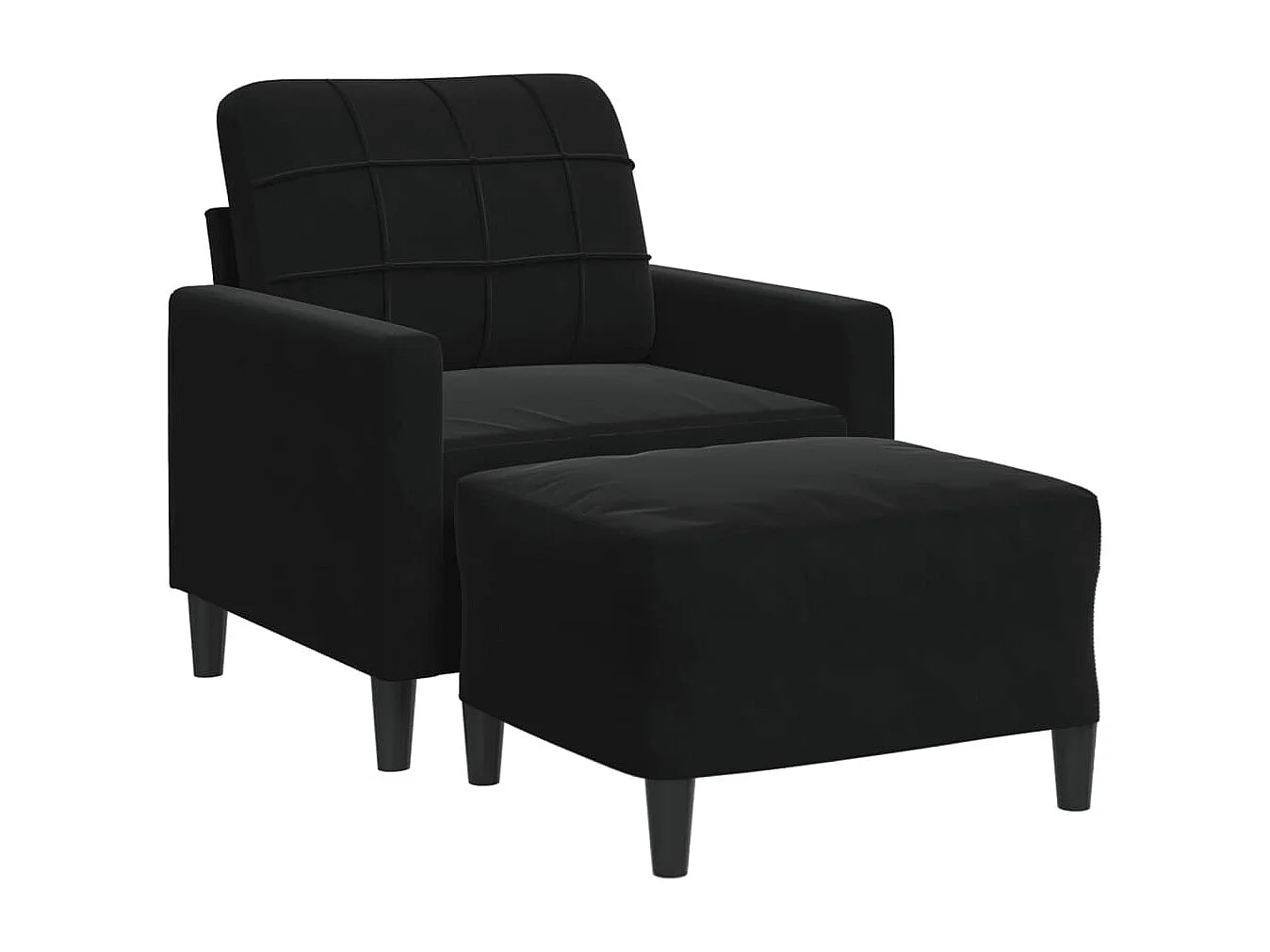 Sillón con reposapiés Terciopelo Negro 60 cm