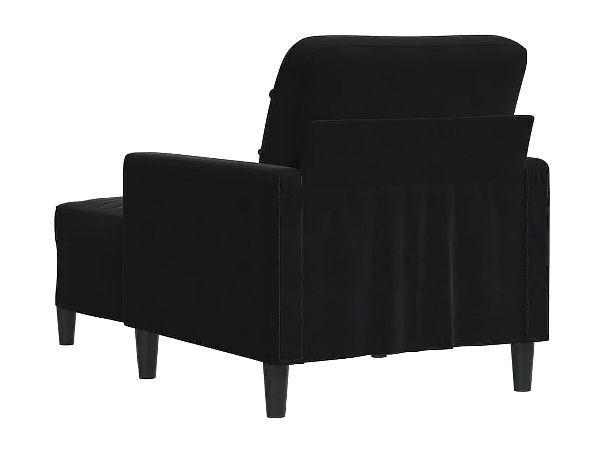 Sillón con reposapiés Terciopelo Negro 60 cm