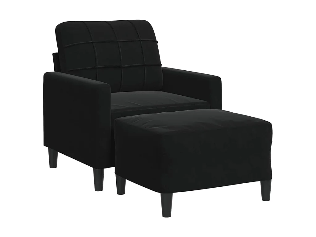 Fauteuil avec repose-pied Noir 60 cm Velours