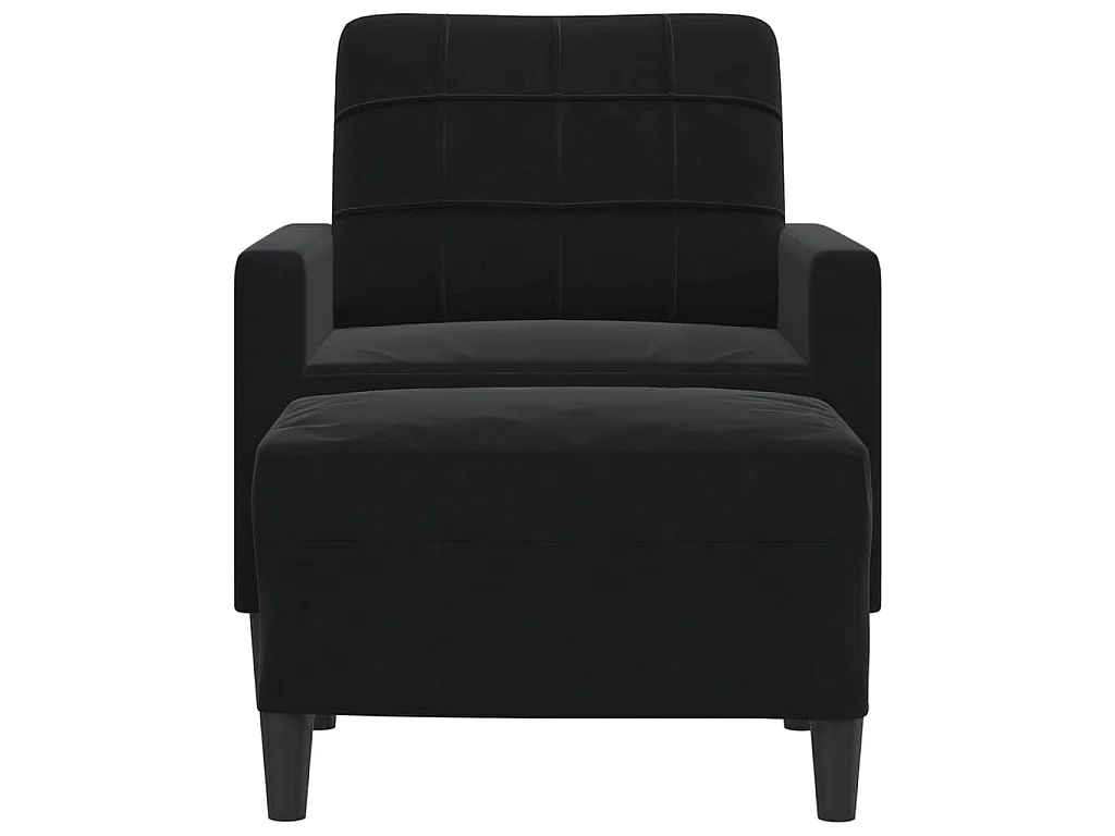 Fauteuil avec repose-pied Noir 60 cm Velours