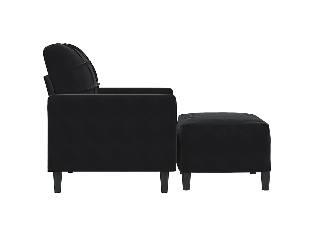 Fauteuil avec repose-pied Noir 60 cm Velours