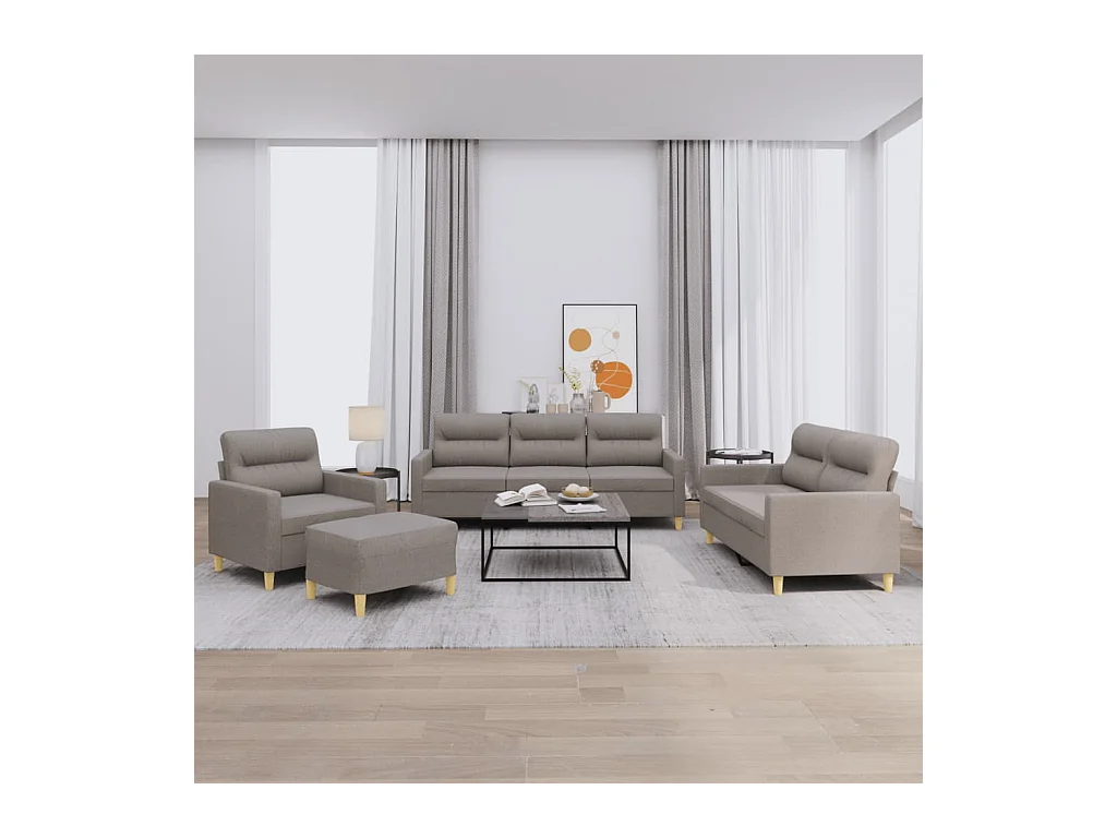 Conjunto de sofá de 4 piezas con cojines en tela color topo