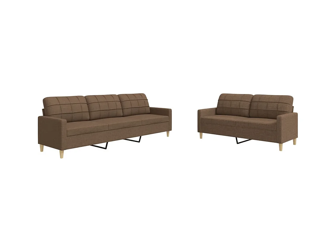 2-teiliges Sofaset aus braunem Stoff