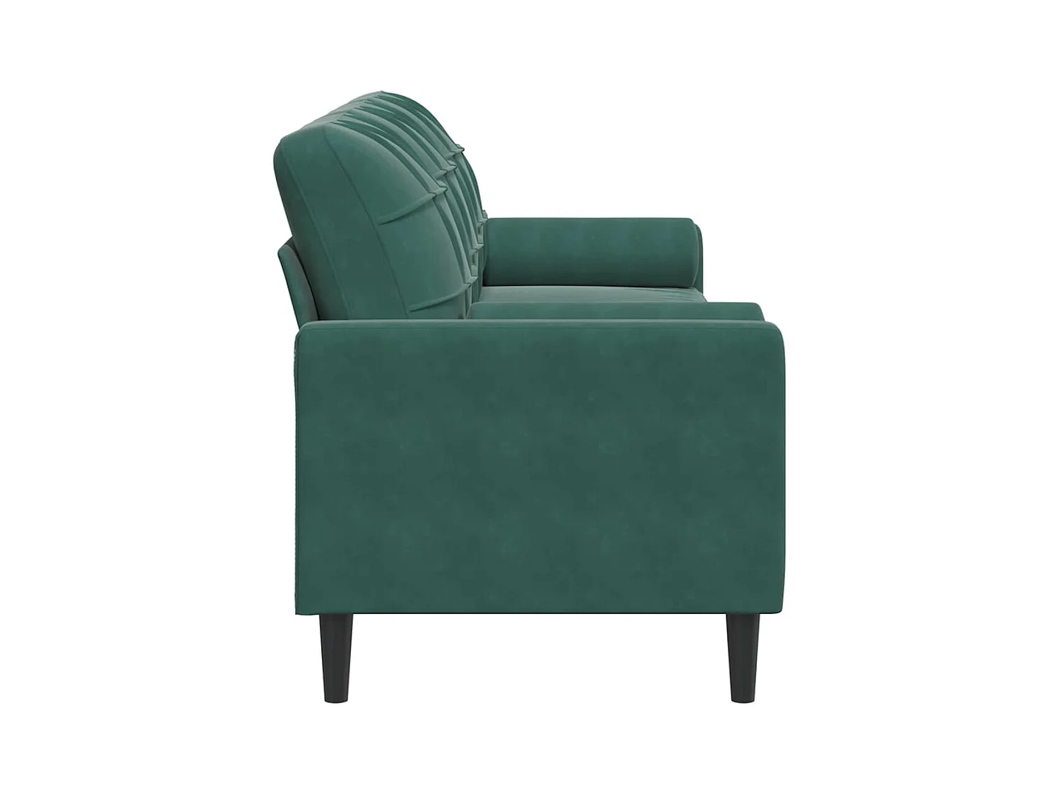 Sofá de 3 plazas con cojines verde oscuro de terciopelo de 210 cm.