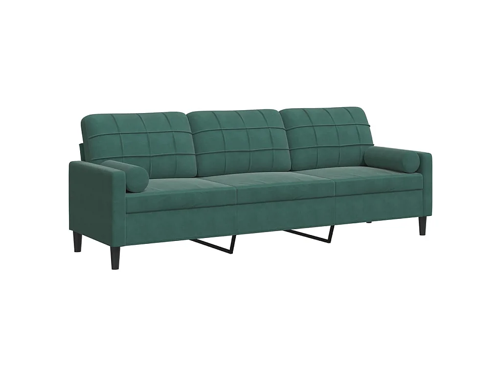 3-Sitzer-Sofa mit dunkelgrünen Kissen 210 cm Samt