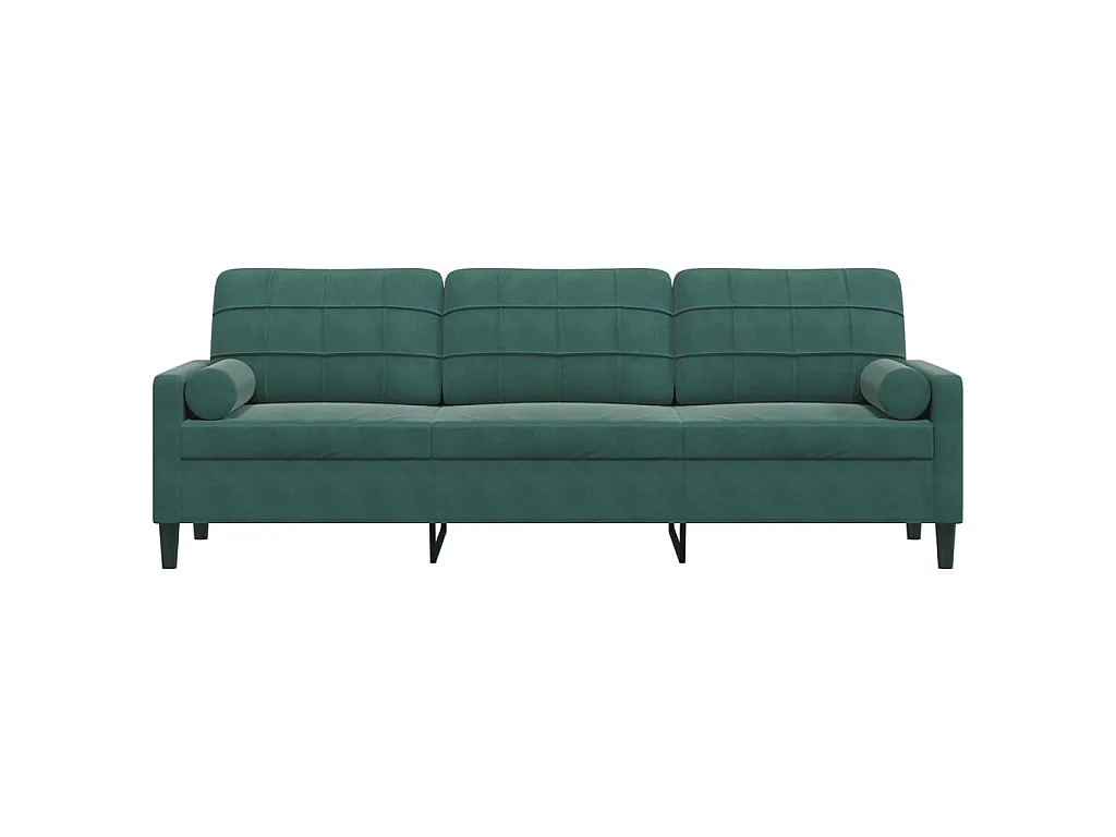 3-Sitzer-Sofa mit dunkelgrünen Kissen 210 cm Samt